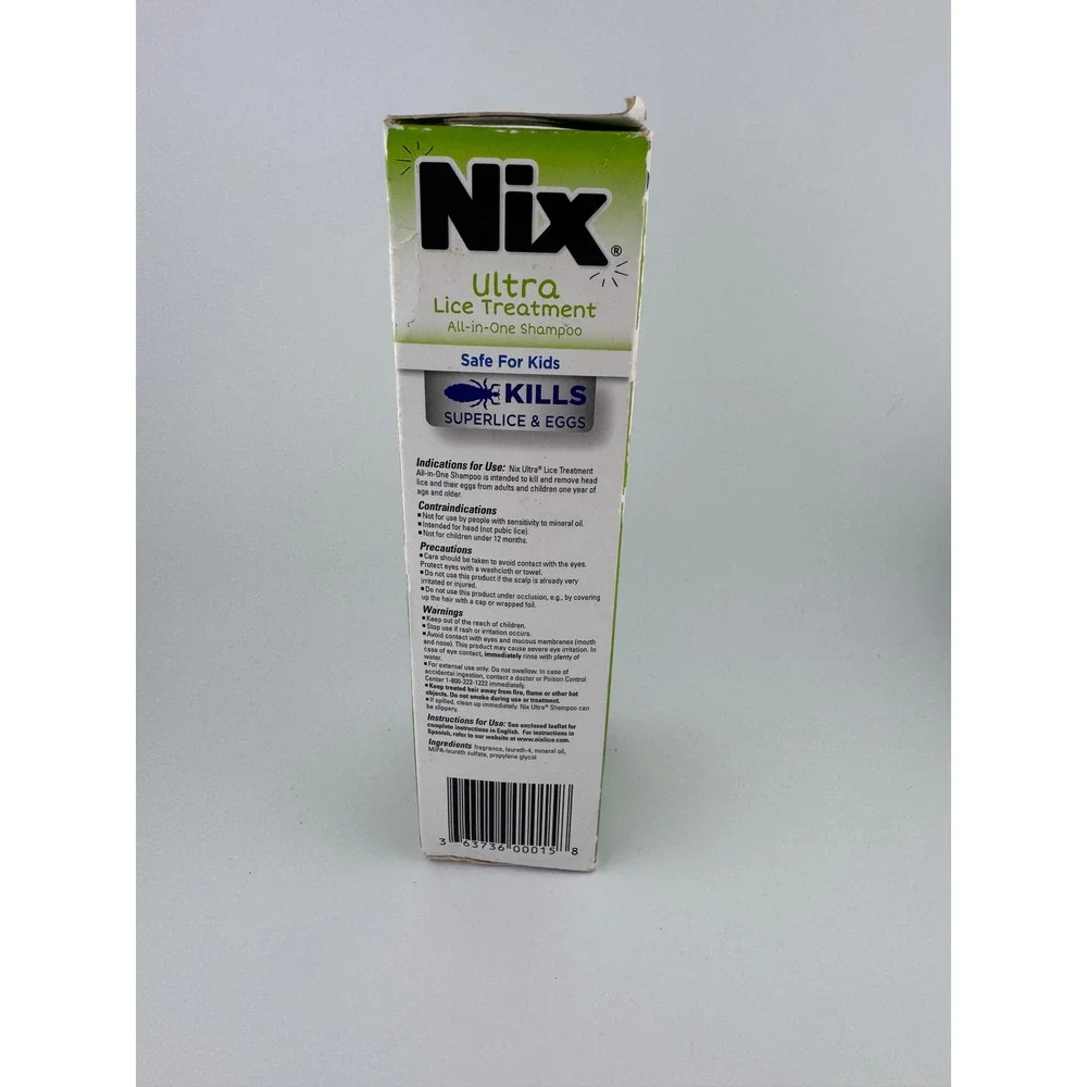 Nix Ultra Lice Treatment All-in-One Shampoo Safe For Kids Kills Superlice‎ Eggs